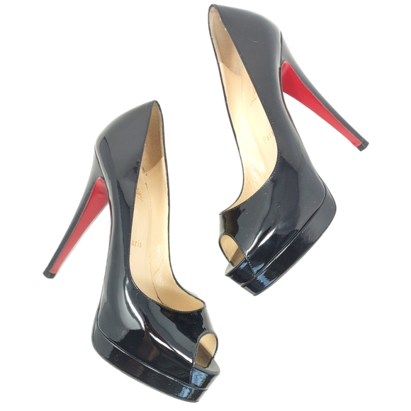 Christian Louboutin lady peep 37.5 platform pumps patent leather black - Picture 2 of 9